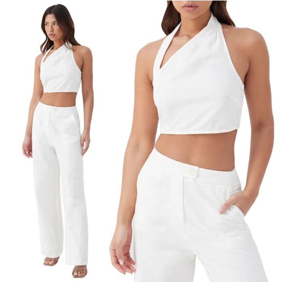 4th & Reckless Suzanne Cotton & Linen Crop Top White Size Medium NWT $45 MSRP - Picture 1 of 8